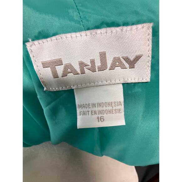 TanJay Jacket Size 16 Green Iridescent  Women lined suit - Picture 2 of 10